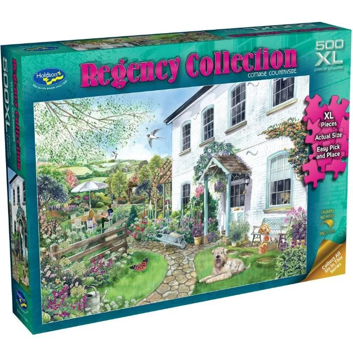 Puzzle - shaped doorstops for home safety 500pc XL Regency Cottage Countryside Jigsaw Puzzle Puzzle - shaped doorstops for home safety 500pc XL Regency Cottage Countryside Jigsaw Puzzle
