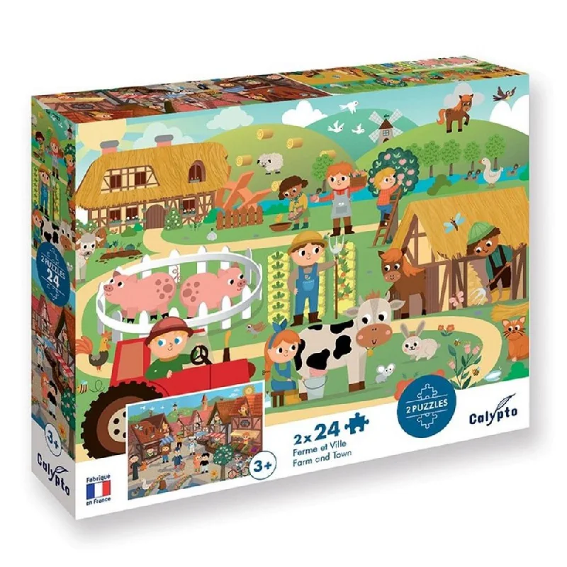 Puzzle events for community gatherings Calypto Jigsaw Puzzle - Farm and Town 2 x 24 pieces Puzzle events for community gatherings Calypto Jigsaw Puzzle - Farm and Town 2 x 24 pieces