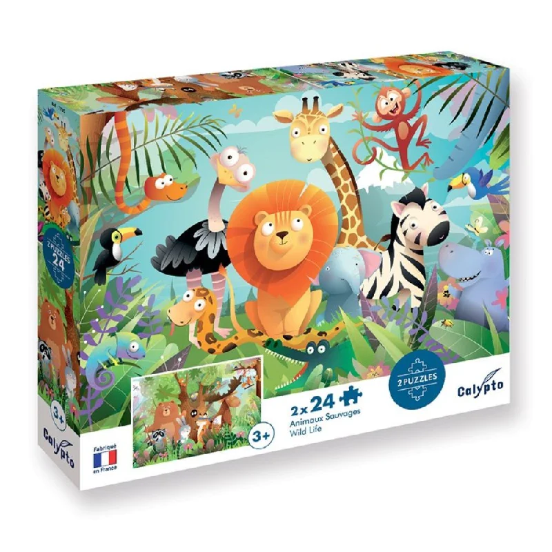 Puzzle - shaped shower curtains for bathroom decor Calypto Jigsaw Puzzles - Wild Animals 2 x 24 pieces Puzzle - shaped shower curtains for bathroom decor Calypto Jigsaw Puzzles - Wild Animals 2 x 24 pieces