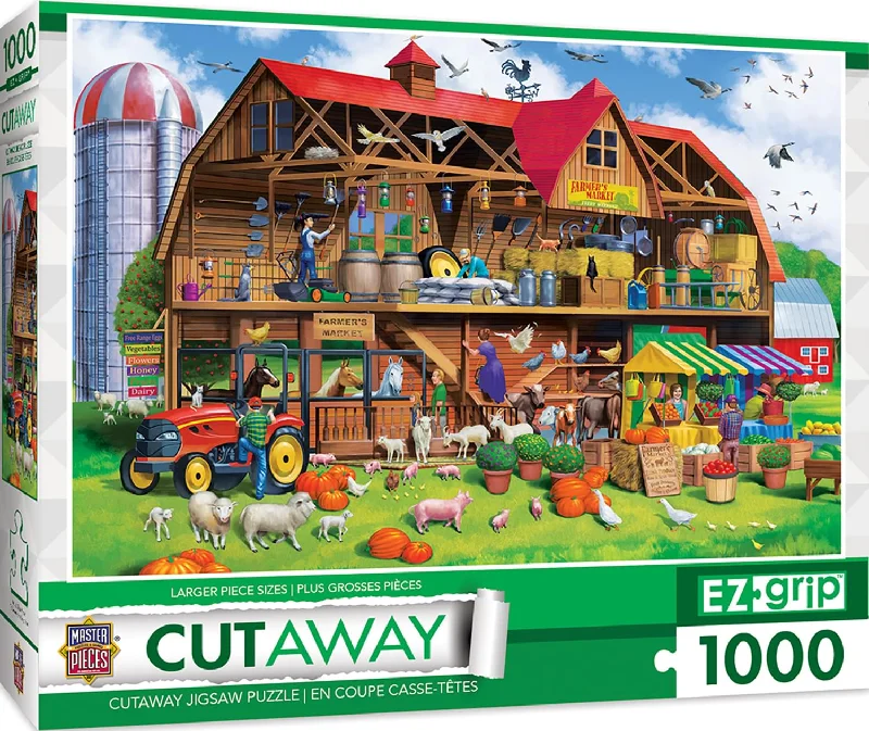 Christmas - holiday puzzles with festive scenes Cut-Aways Family Barn 1000 Piece Large EZ Grip Jigsaw Puzzle Christmas - holiday puzzles with festive scenes Cut-Aways Family Barn 1000 Piece Large EZ Grip Jigsaw Puzzle