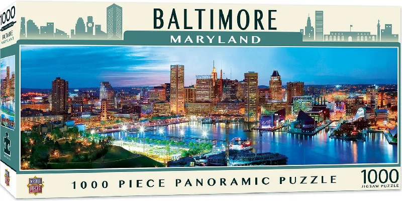 Puzzle - based memory games for cognitive improvement​ Downtown Baltimore Maryland 1000 Piece Panoramic Jigsaw Puzzle