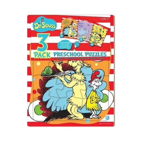 Puzzle - themed backpacks for carrying puzzle sets​ Preschool Puzzles, Dr. Seuss- 3pk