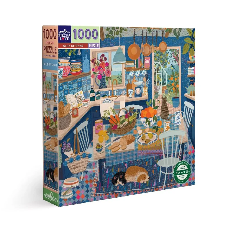 Puzzle mats for floor - based play​ eeBoo 1000 Piece Jigsaw Puzzle - Blue Kitchen