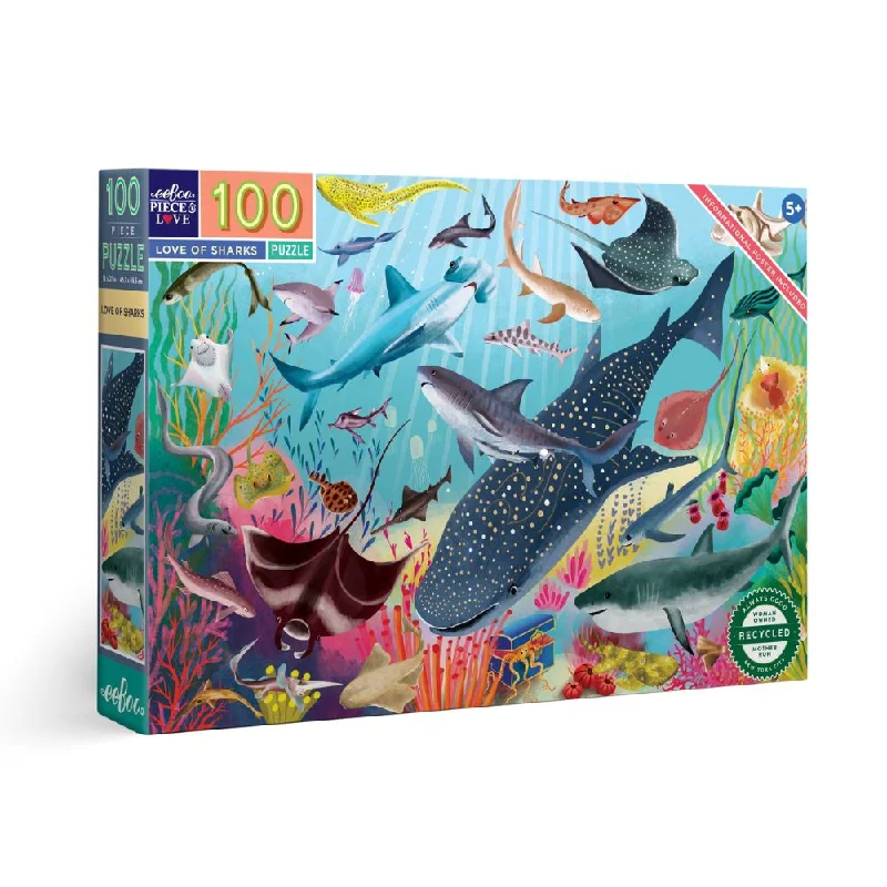 Puzzle - inspired tattoos for puzzle enthusiasts​ eeBoo Love of Sharks 100 Piece Puzzle