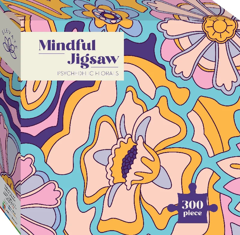 Puzzle - inspired ceramic mugs for coffee lovers​ 300-Piece Elevate Mindful Jigsaw Puzzles, Psychedelic Florals