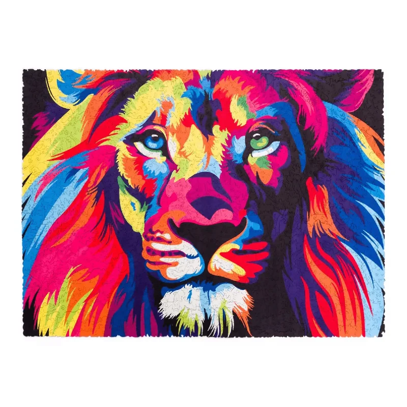 Jigsaw puzzles with glow - in - the - dark pieces​ Hologram Lion 500 Piece Wooden Jigsaw Puzzle