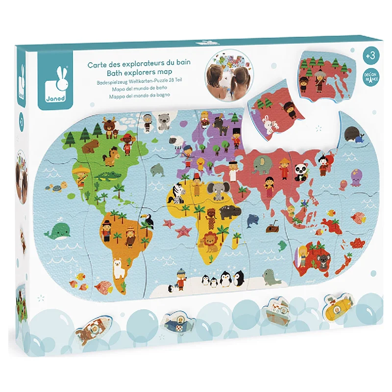 Puzzle events for community gatherings​ Janod Bath Explorers Map 28 Piece Puzzle