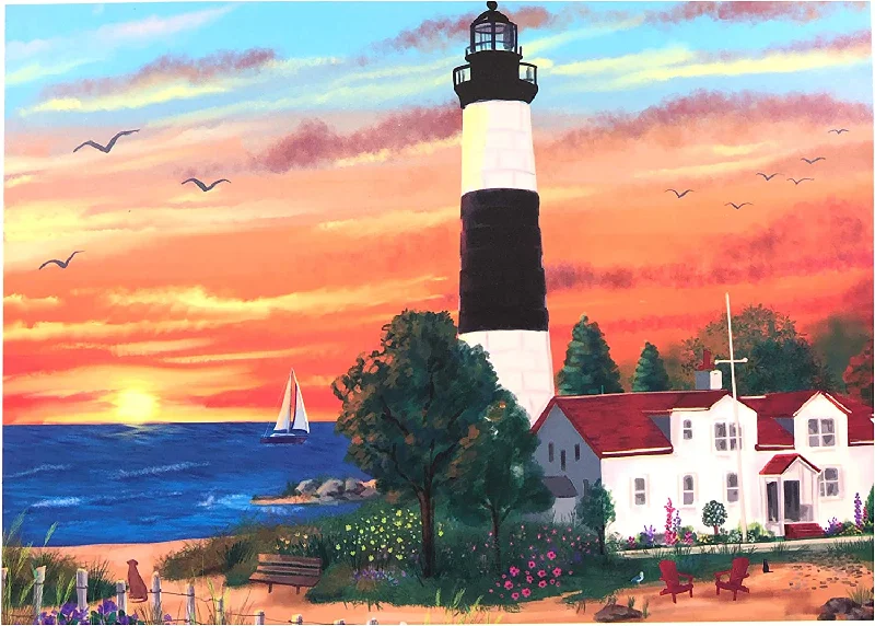 Halloween - spooky puzzles for the fall season 1000-Piece Jigsaw Puzzle, Lighthouse Sunset Halloween - spooky puzzles for the fall season 1000-Piece Jigsaw Puzzle, Lighthouse Sunset