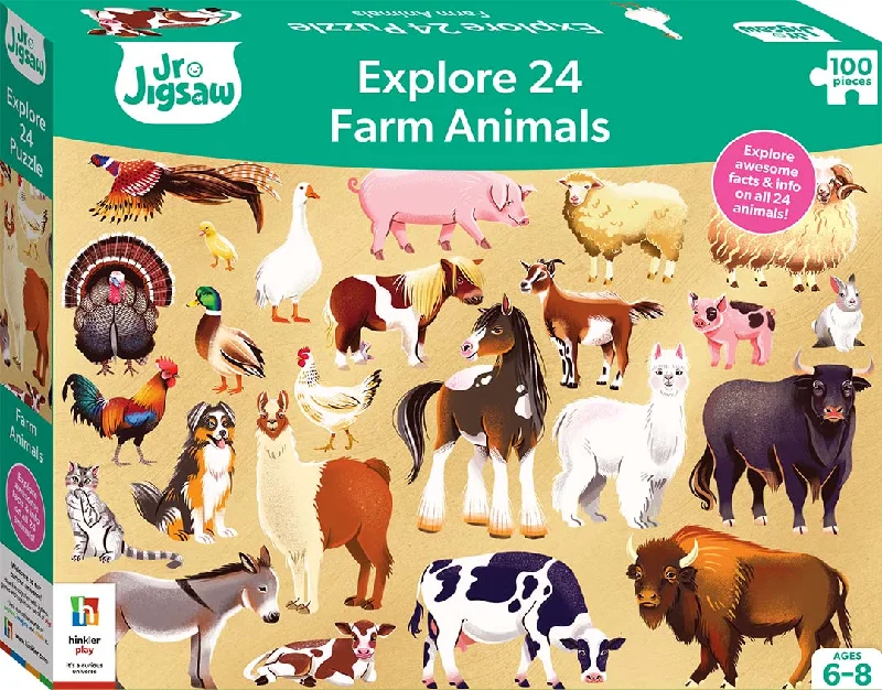 Puzzle - themed party favors​ 100-Piece Junior Jigsaw Explore 24: Farm Animals