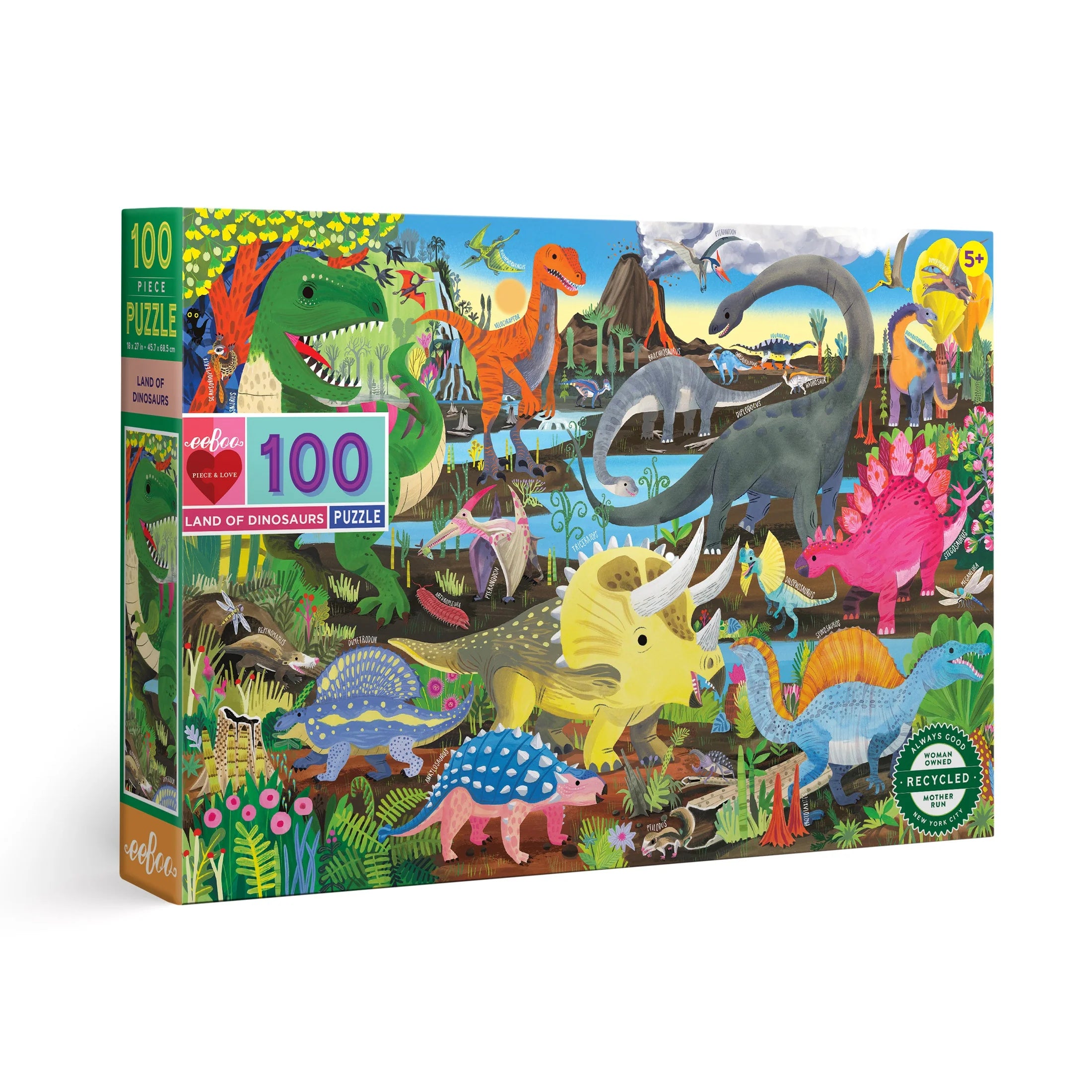Puzzle - inspired clothing with puzzle prints​ Land of Dinosaurs 100 Piece Puzzle