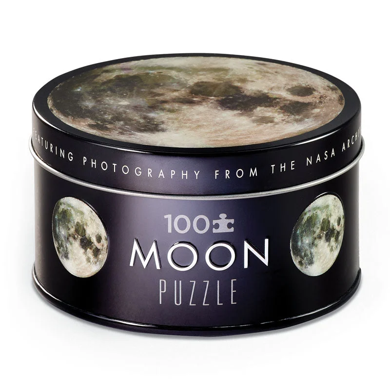 Puzzle - based science experiments for kids​ Moon 100 pc Tin Space Puzzle