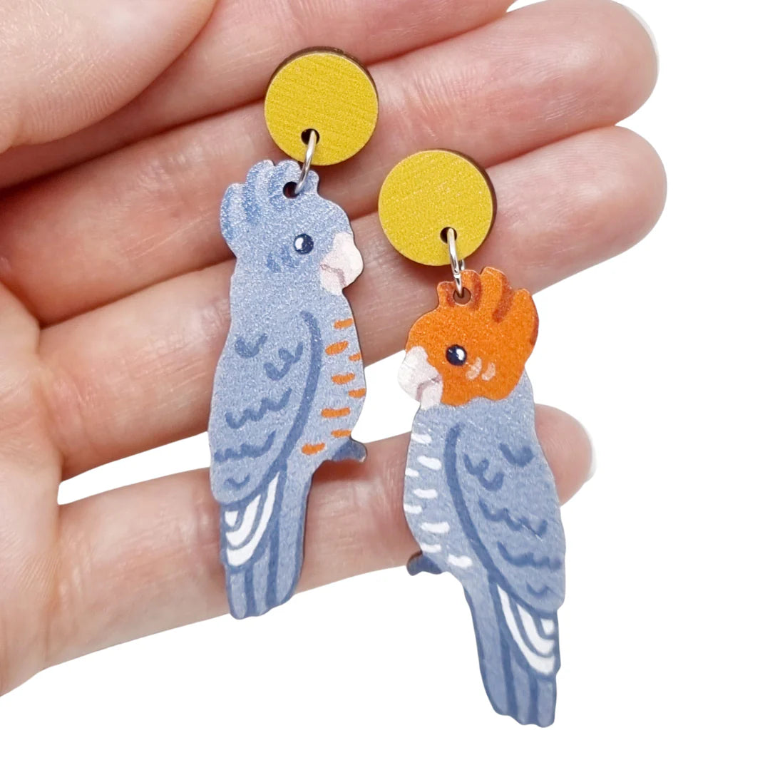 Puzzle - inspired jewelry with small puzzle elements Pixie Nut and Co Gang Gang Cockatoo Earrings Puzzle - inspired jewelry with small puzzle elements Pixie Nut and Co Gang Gang Cockatoo Earrings