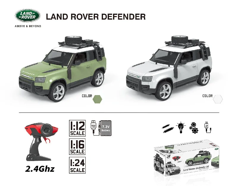 Range Rover Defender Remote Control Car with Lights 1:16 Scale
