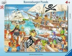 Puzzle - themed party decorations for a unique ambiance​ RAVENSBURGER CHILDREN'S FRAME PUZZLE BATTLE ON THE HIGH SEAS 36 PC