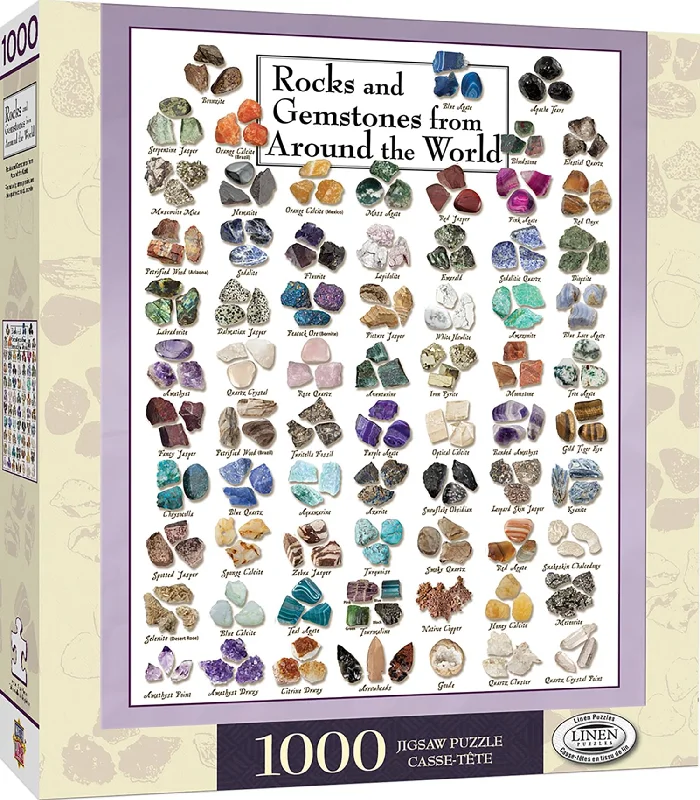 Puzzle - themed tablecloths for special occasions​ Rocks & Gemstones from Around the World 1000 Piece Linen Jigsaw Puzzle