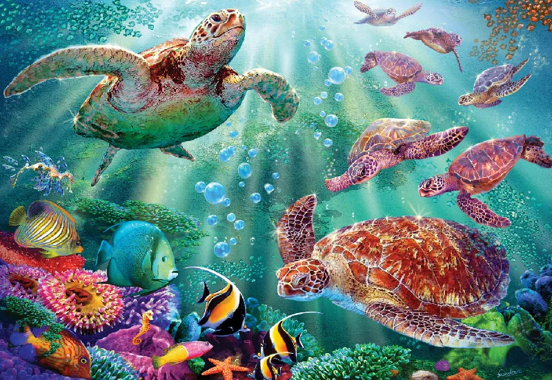 Puzzle - shaped coasters for table protection​ 1000-Piece Jigsaw Puzzle, Turtle Voyage