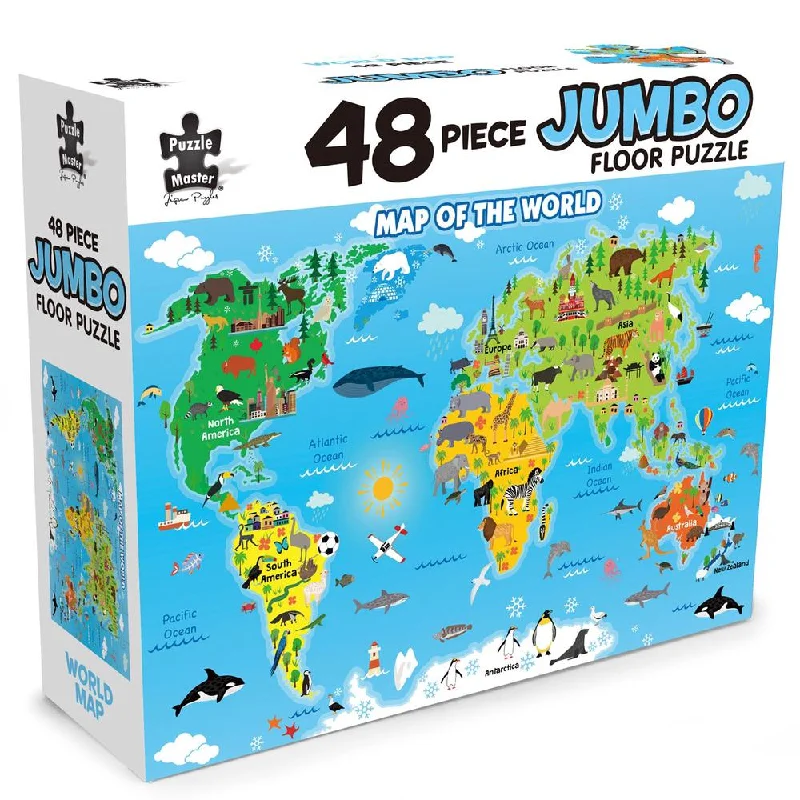 Toddler - friendly puzzles with large pieces 48-Piece Jumbo Jigsaw Puzzle, World Map Toddler - friendly puzzles with large pieces 48-Piece Jumbo Jigsaw Puzzle, World Map