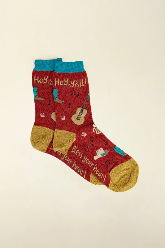 womens hey y'all socks