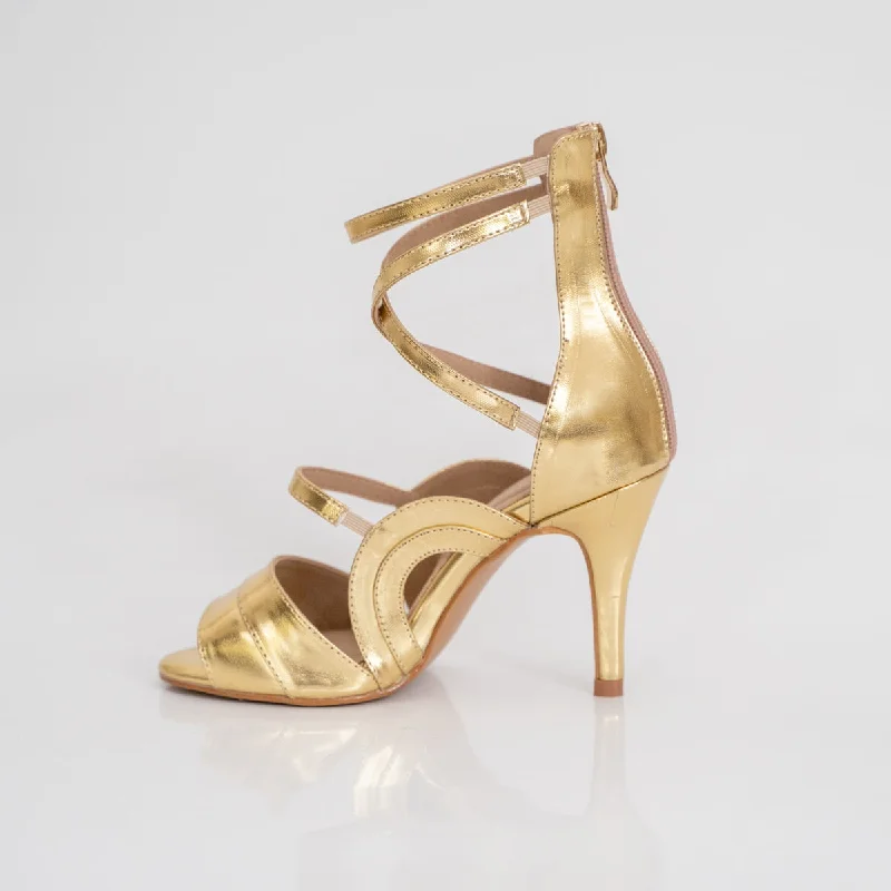 Athena Golden Open Toe Stiletto Dance Shoes