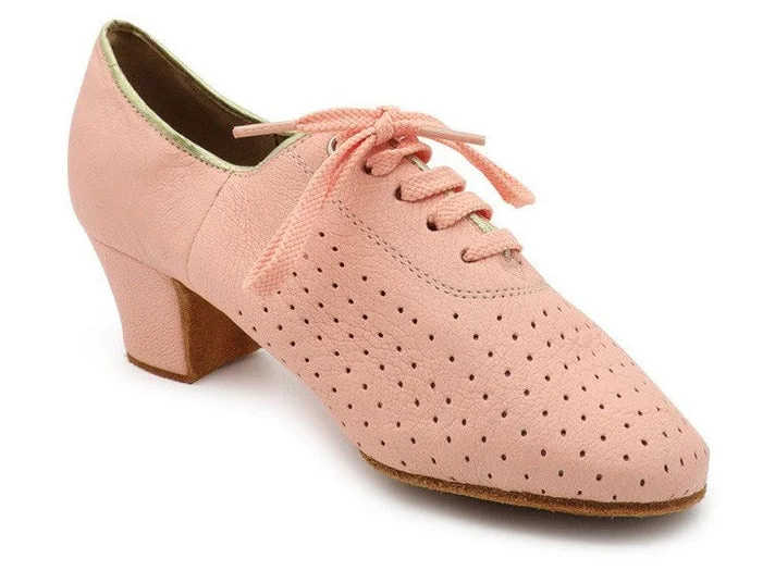 BD Dance T1-B Pink Perforated Buckskin Leather Practice or Teaching Shoe