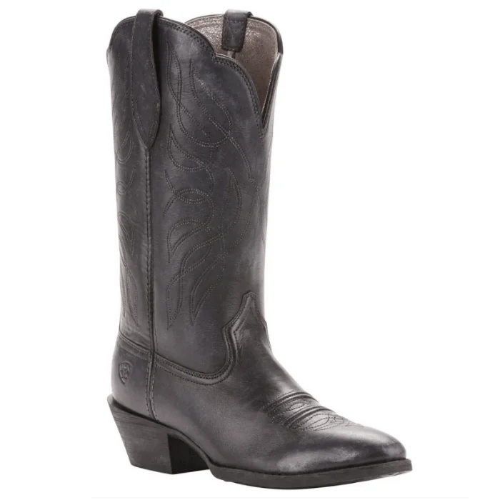 Ariat Ladies "Western R-Toe" Cowboy Boots - Distressed Black