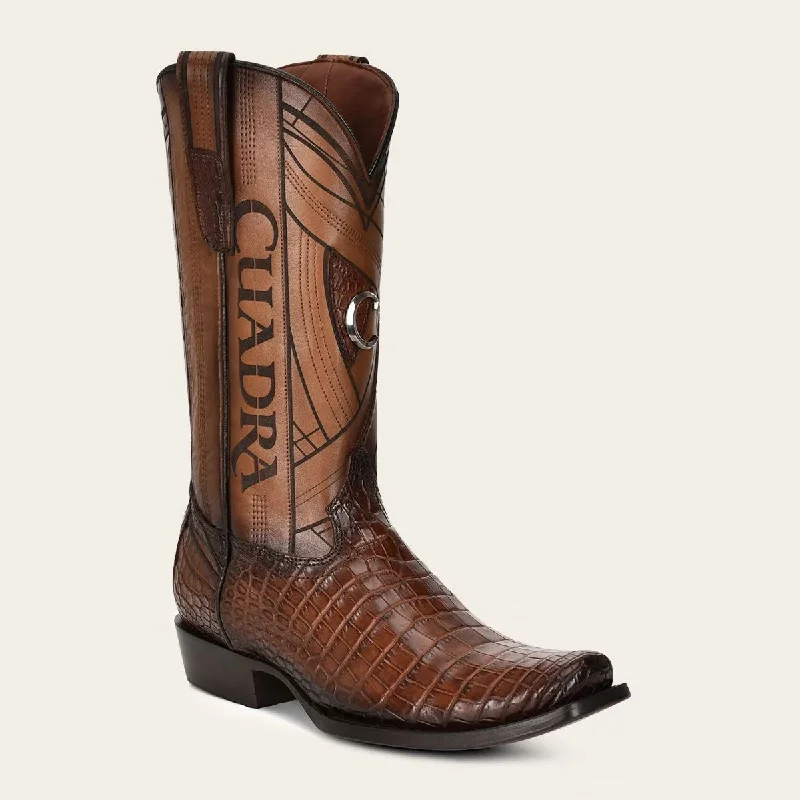 Cuadra Mens Brown Western Cowboy Moreletti Leather Boots For Men CU700