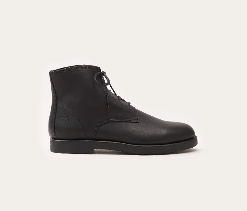 Jules Men's Lace-up Ankle Boot Black Rubber Sole