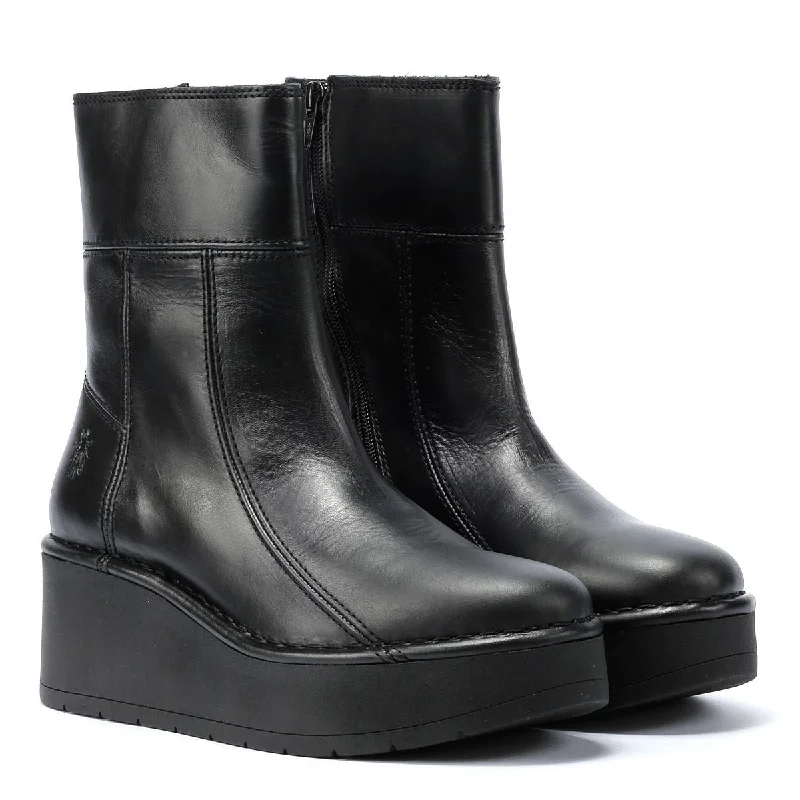 Fly London Hann Leather Women's Black Boots